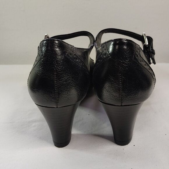 AEROSOLES Heelrest Shoreline Black Leather Mary Jane Heels Women’s Size 7 - Picture 6 of 7